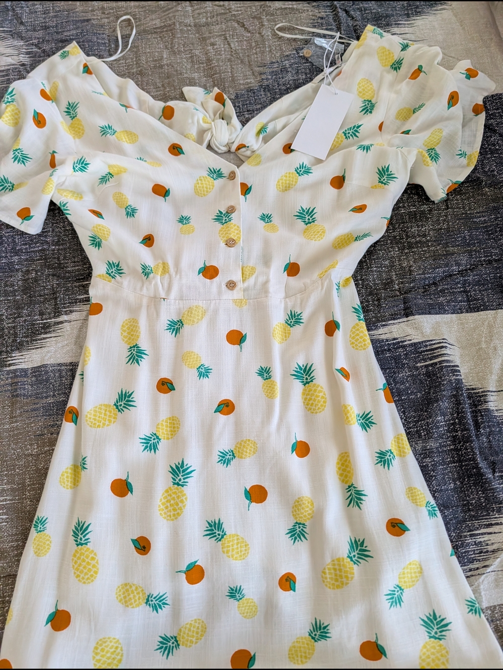 Lush White Pineapple & Orange Print Midi Dress